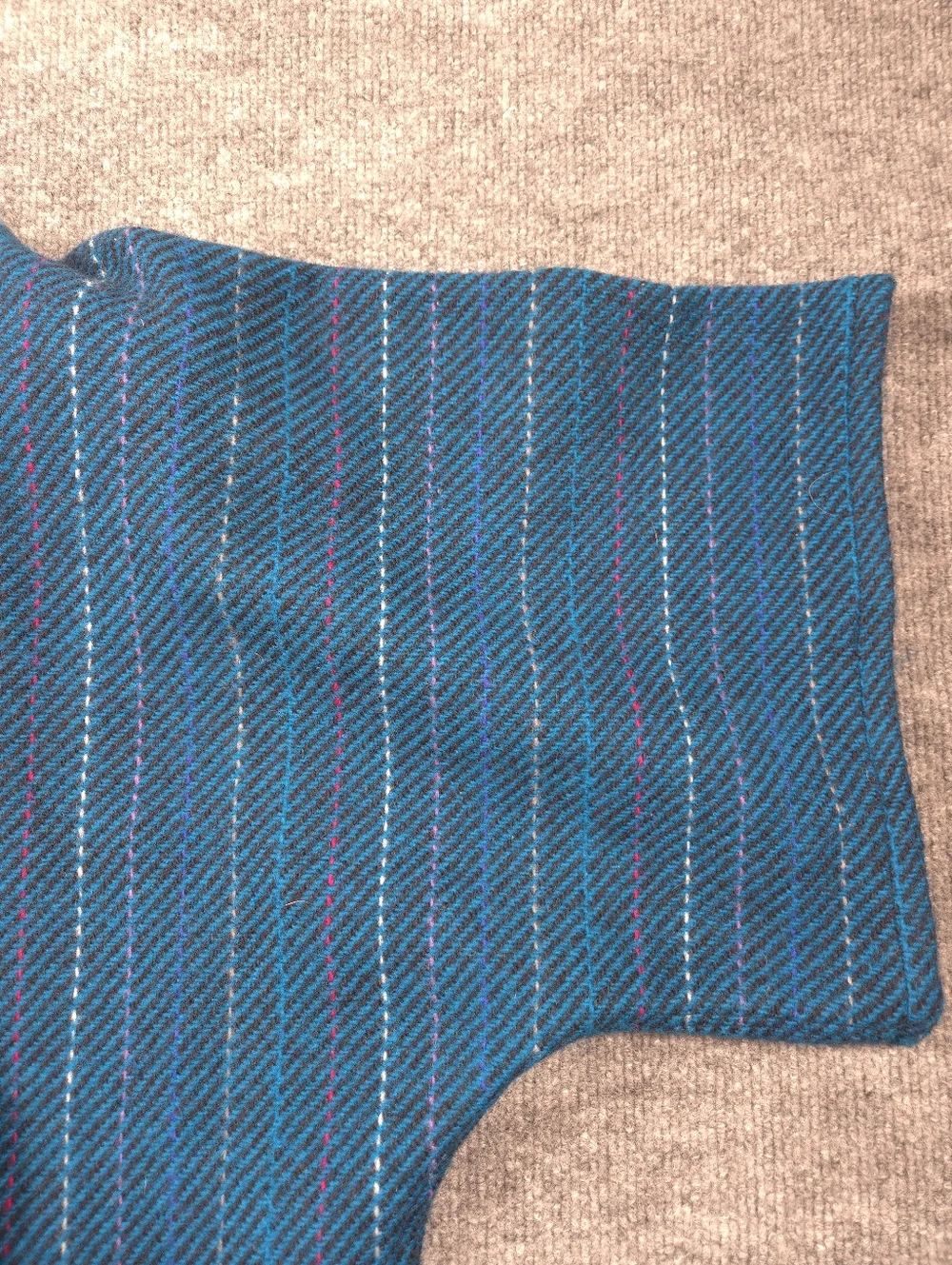 Mendocino Woolens Handwoven Pure Wool Poncho Top Blue Striped Artisan Made OS‎